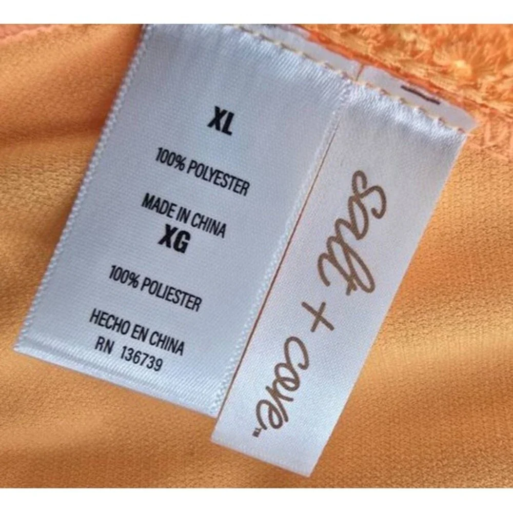 Salt + Cove Crochet Halter Triangle Bikini Juniors' XL Orange V-Neck Tie Closure